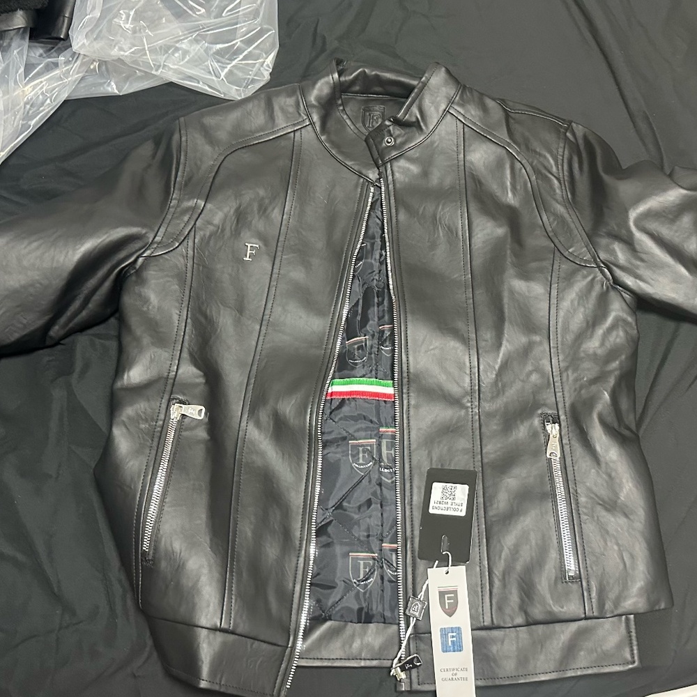 F Collections Faux Leather Jacket (Style W2821) - Brand New w/ Tags